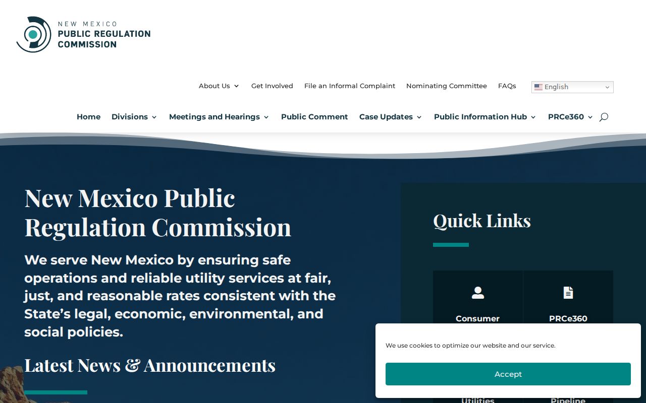 New Mexico Public Regulation Commission website, the state regulator involved in New Mexico area code relief planning