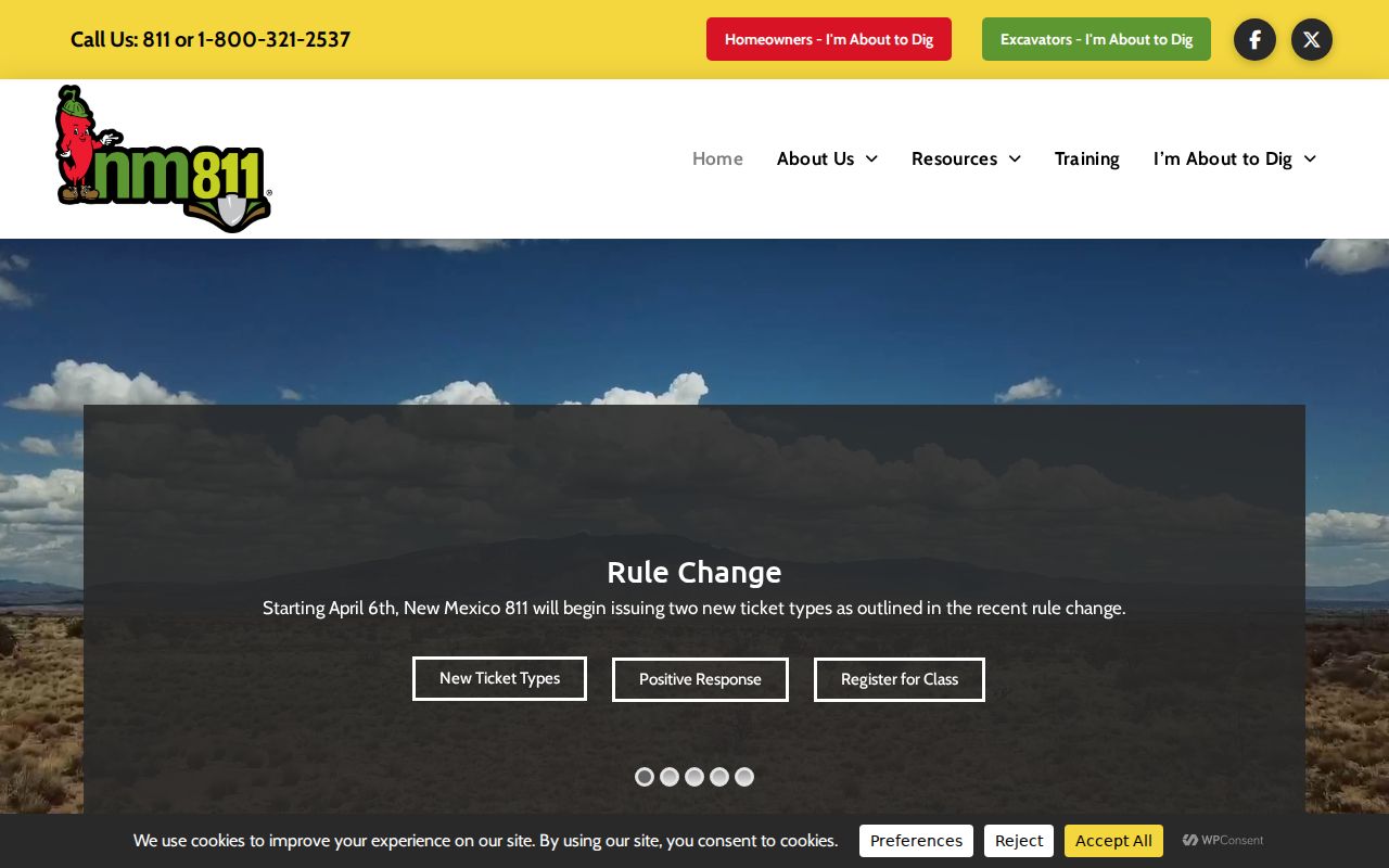New Mexico phone numbers on the New Mexico 811 call before you dig page